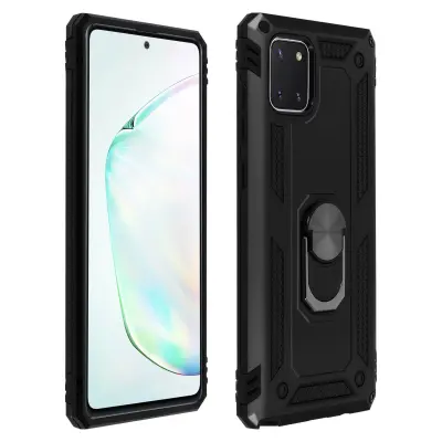 Navlaka Samsung Galaxy Note 10 Lite Otporna na Udarce Bi-materijal Prsten Video Postolje crna