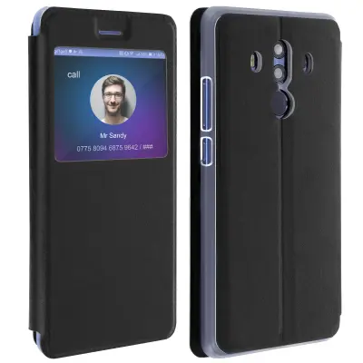 Torbica s prozorom Huawei Mate 10 Pro podrška kruta maska crna