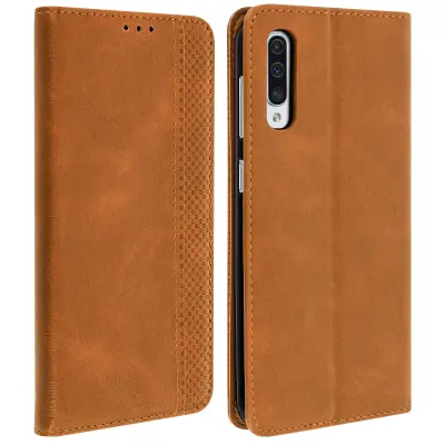 Maska Samsung Galaxy A50 futrola s efektom starosti, držač kartica, podrška - Camel
