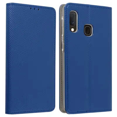 Torbica Galaxy A20e futrola novčanik držač kartica video stalak - tamnoplava