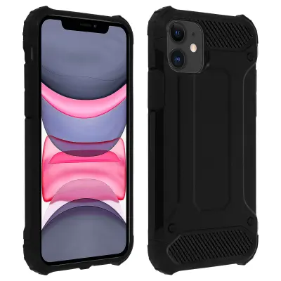 Maska Apple iPhone 11 Reljefni dizajn Dvo-materijalna Robusna Otporna na padove 1.8m Crna