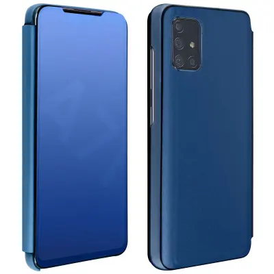 Torbica Samsung Galaxy A71 Preklopna torbica s efektom ogledala i video podrškom, plava