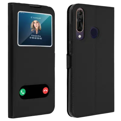 Futrola za Wiko View 3 Pro, dvostruka zaštita prozora s funkcijom stalka, crna