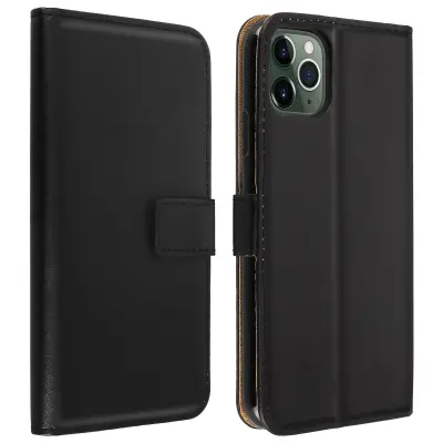 Futrola iPhone 11 Pro prava koža držač kartica funkcija stalka antišok crna