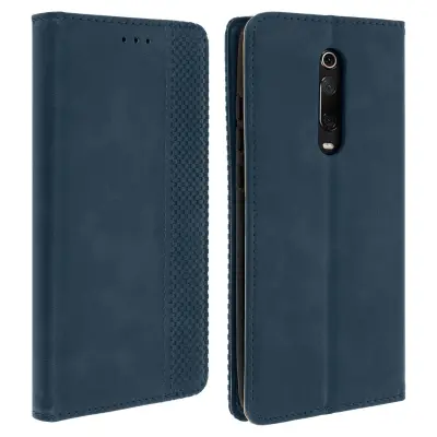 Futrola za Xiaomi Mi 9T, efekt stare kože, pretinac za kartice, stalak, ponoćno plava