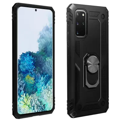 Navlaka Samsung Galaxy S20 Plus Otporna na Udarce Bi-materijal s Prstenom Video Postolje crna