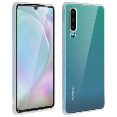 Maska Huawei P30 Silikonski gel + Kaljeno staklo prozirna