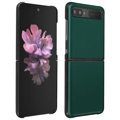 Navlaka Samsung Galaxy Z Flip Prava Koža Kruta Dva Dijela Tamno Zelena