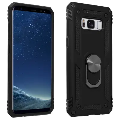 Navlaka Samsung Galaxy S8 Bi-materijal Kruta Mekana Prsten Video Postolje crna