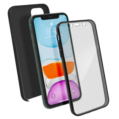 Zaštitna maska iPhone 11 Potpuna Kruta i Meka Crna