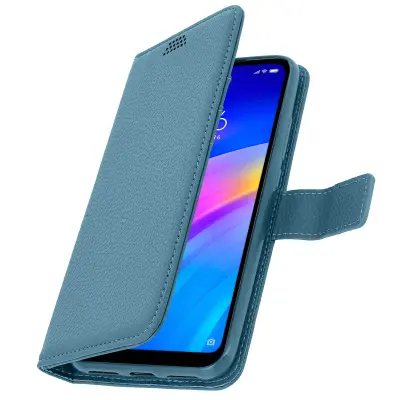 Maska Xiaomi Redmi 7 Folio torbica Soft Touch s funkcijom video stalka plava