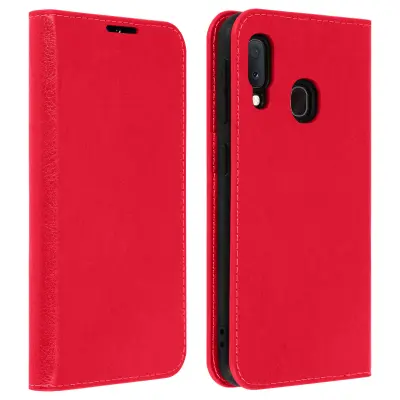 Torbica Galaxy A20e Folio prava koža držač kartica video stalak crvena