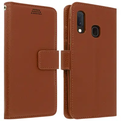 Maska Samsung Galaxy A20e Folio futrola Soft Touch video postolje smeđa