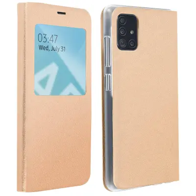Maska Samsung Galaxy A51 prozor za prikaz, potpuna zaštita, zlatna