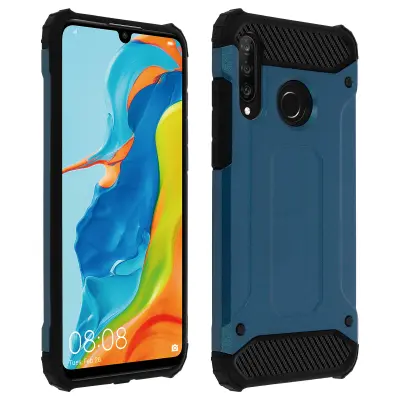 Maska Huawei P30 Lite Reljefni dizajn Dvo-materijalna Robusna 1.8m Tamnoplava