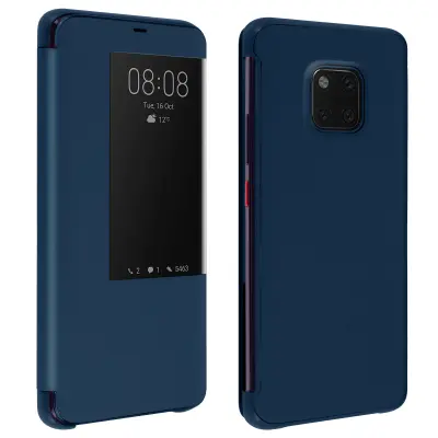 Futrola Huawei Mate 20 Pro veliki prozirni prozor kruta maska tamnoplava