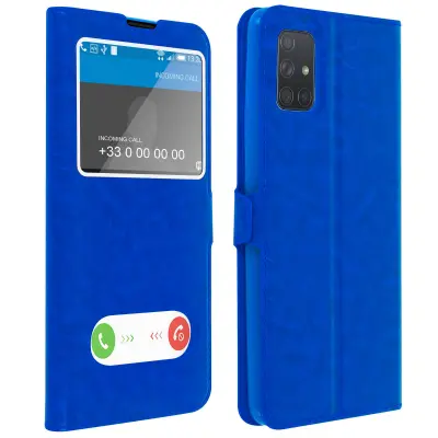 Futrola Galaxy A71 dvostruki prozor funkcija stalka - plava