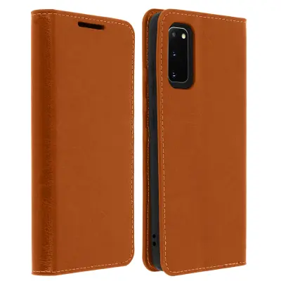 Futrola Galaxy S20 Folio Prava Koža Džep za kartice Video Stalak kamel