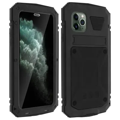 Maska iPhone 11 Pro Aluminij Silikon Stalak Tank Series Crna