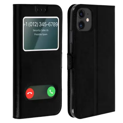 Futrola iPhone 11 dvostruki prozor funkcija stalka - crna