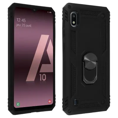 Maska Galaxy A10 Dvo-materijalna Kruta i Meka Prsten Stalak Crna