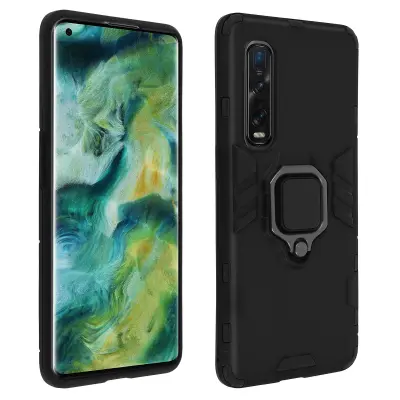 Maska Oppo Find X2 Pro antišok višeslojna prsten stalak crna