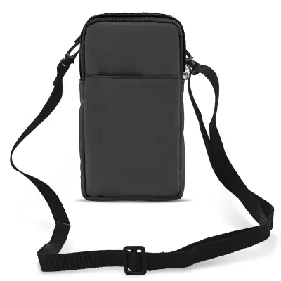 Torbica za pojas pametni telefon omča karabiner vezica 2 džepa siva