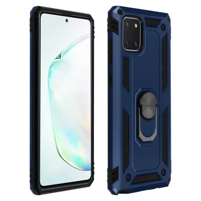 Navlaka Samsung Galaxy Note 10 Lite Otporna na Udarce Bi-materijal Prsten Postolje noćno plava