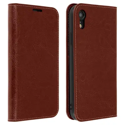 Torbica za Apple iPhone XR kožna futrola novčanik funkcija stalka - smeđa