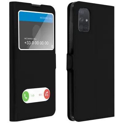 Futrola Galaxy A71 dvostruki prozor funkcija stalka - crna