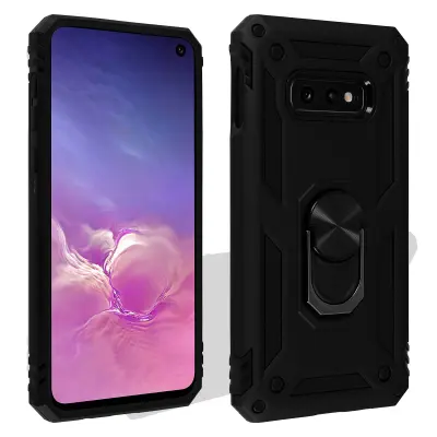 Maska Galaxy S10e Dvo-materijalna Kruta i Meka Prsten Stalak Crna
