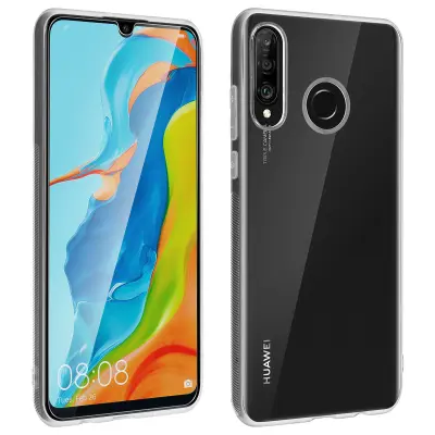 Maska Huawei P30 Lite Silikonski gel i Kaljeno staklo prozirna