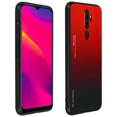 Maska Oppo A5 2020 i A9 2020 dizajn sjajni gradijent kruta gel rub crvena