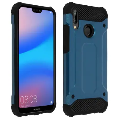 Maska Huawei P20 Lite Reljefni dizajn Dvo-materijalna Robusna 1.8m Tamnoplava