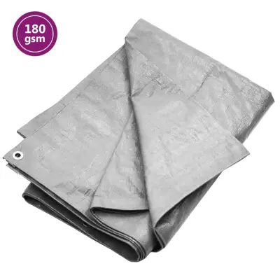 vidaXL Tarpaulin 180 g/m² 8x10 m siva HDPE