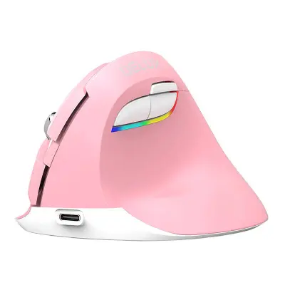 Wifi BT ergonomski vertikalni bežični miš RGB 4000DPI ružičasti