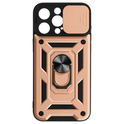 Antišok maska za iPhone 15 Pro Max Klizni poklopac kamere Prsten Rose gold