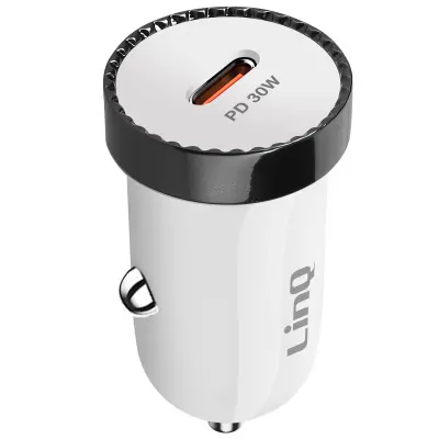 Auto punjač USB C 30W Power Delivery Kompaktan LinQ Bijeli
