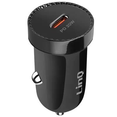 Auto punjač USB C 20W Power Delivery Kompaktan LinQ Crni