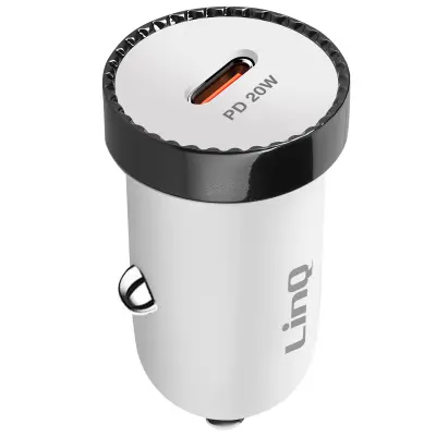 Auto punjač USB C 20W Power Delivery Kompaktan LinQ Bijeli