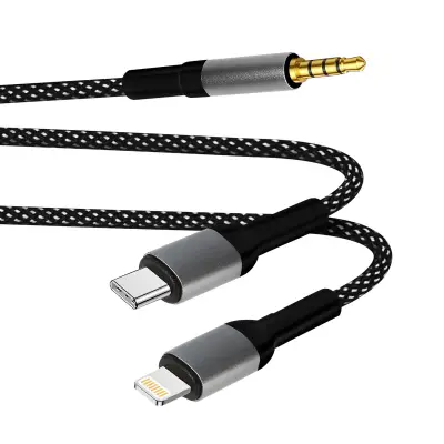 Adapter USB-C + iPhone Lightning na jack 3.5mm LinQ