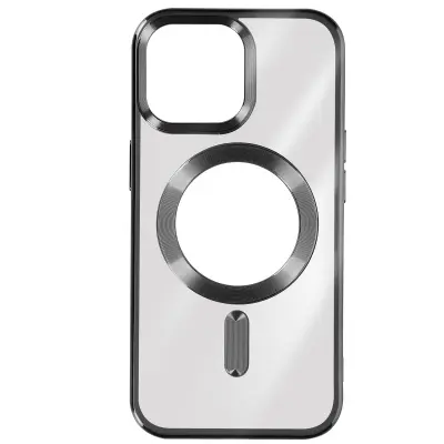 MagSafe maska za iPhone 15 Pro silikon zaštita kamere kromirani rub crna