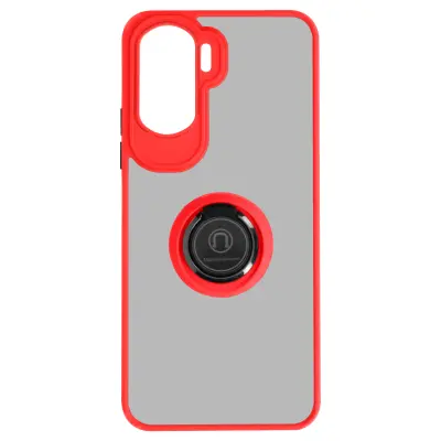 Maska za Honor 90 Lite dvo-materijalna metalni prsten stalak Ringip crvena