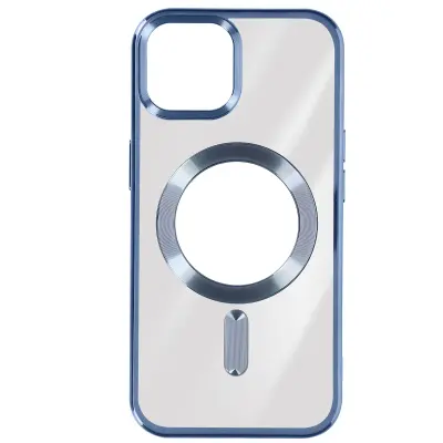 MagSafe maska za iPhone 15 silikon zaštita kamere kromirani rub plava