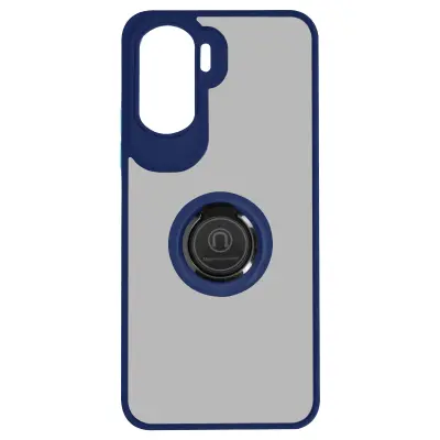 Maska za Honor 90 Lite dvo-materijalna metalni prsten stalak Ringip plava