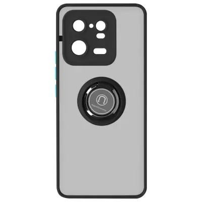Maska za Xiaomi 13 Pro dvo-materijalna metalni prsten stalak Ringip crna
