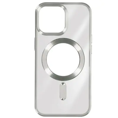 MagSafe maska za iPhone 15 Pro silikon zaštita kamere kromirana srebrna