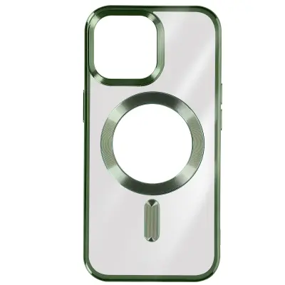 MagSafe maska za iPhone 15 Pro silikon zaštita kamere kromirani rub zelena
