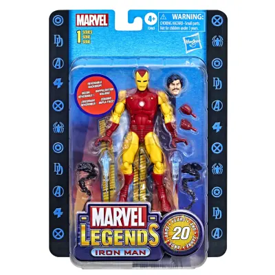 Hasbro Marvel Legends Serija povodom 20. obljetnice, Serija 1 Iron Man akcijska figura od 6 inča, kolekcionarska igračka, 9 dodataka, višebojna, F3463