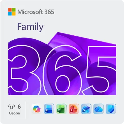 Software Microsoft 365 Family 1-godišnja pretplata, Premium Office aplikacije, 6GQ-01897